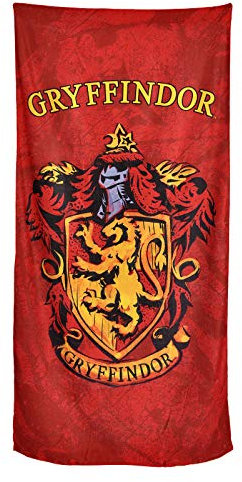 Elbenwald Harry Potter Strandtuch mit Gryffindor Häuser-Wappen Motiv 90x180cm rot