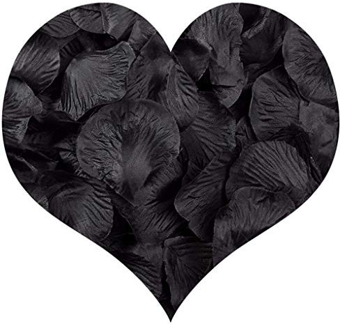 Rmeet Rosenblätter,1000 Pack Seide Künstliche Rosenblüten Romantische Dekoration für Hochzeit Valentinstag Konfetti Tisch Streuung 5 * 5CM Schwarz