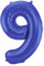 Folat 65929 Metallic Folienballon Zahl 9-86 cm, Blau Matt