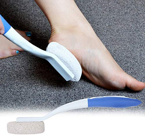 Summer Surprise Foot Pumice Brush, Long Handle Remove Dead Skin Cutin Foot Brush with Scrubbing Pumice Stone Foot Massage Cleaner