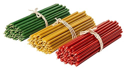 Diveevo Bienenwachs Kerzen 150 Stück Mehrfarbig - Orthodoxe Kerzen für Gebet Rituals Tischdeko - Ungiftig, Ruß - Tropffrei, Lang, Nachhaltige Produkte I Höhe 16 cm I 30 Min Brenndauer