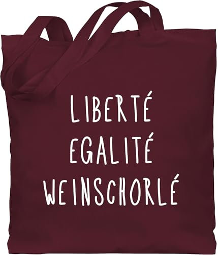 Baumwolltasche - Sprüche Statement mit Spruch - Liberte Egalite Weinschorle - Unisize - Bordeauxrot - weinhandtasche beutel+mit+sprüchen+lustig sprueche wein beutel geschenke für weintrinker