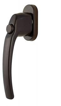 heicko Fenstergriff aus Aluminium Sonja, mit Druckknopf, pulverbeschichtet braun, RAL 8019 32x10 mm (1 ST)