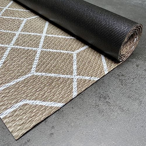 STORESDECO Alfombra vinilica de Tejido Trenzado Premium de Alta Gama Lavable Antideslizante Alfombras vinilicas Resistentes para Salon Cocina habitacion baño Pasillo Color Blanco nórdico 120x180 cm