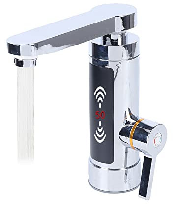 Elektrischer Warmwasserhahn 3000 W 50 HZ - Sofortige Heißwasserfunktion für die Küche, heiß und kalt, kleiner Küchenschatz mit Drei-Sekunden-Schnellheizung - 25-60℃ (Silber)