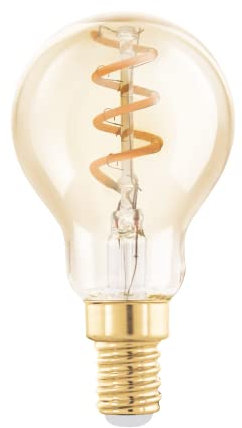 EGLO E14 Lampe dimmbar, Spiral LED Retro Glühbirne, Vintage Deko Leuchtmittel amber, 4 Watt (entspricht 15 Watt), 145 Lumen, warmweiß, 2000k, Edison Birne P45, Ø 4,5 cm