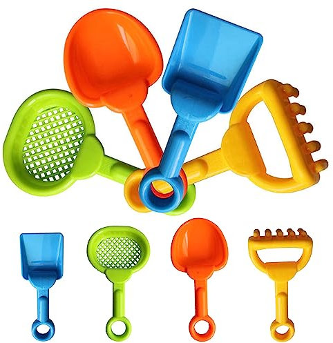Gukasxi 8-Piece Multicolor Sand Shovels Set for Kids, Beach Spade, Sifter, Rake & Scoop, Sand Toys for Summer Outdoor Play