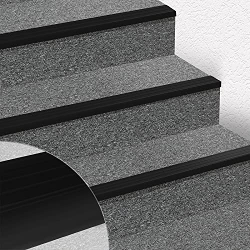 Nez de marche en PVC durable - Profilés d'escalier Toronto - Matériel de montage inclus - Cornière d'escalier fixation par chevilles et vis (inclus) ou colle adaptée (100 cm, Noir)