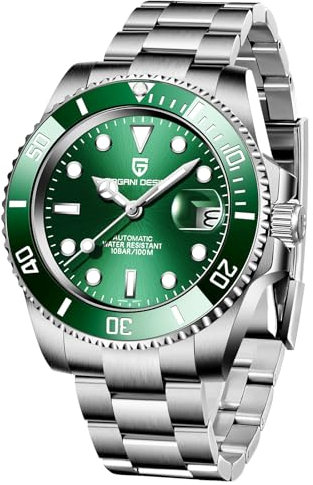 Pagani Design Herrenuhr Automatik Mechanische Uhr, NH35/8215 Uhrwerk, Edelstahl 40mm Saphirglas, 100M Wasserdicht Armbanduhr