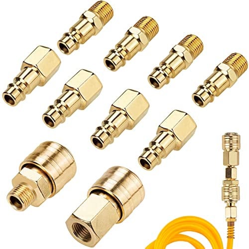 10pcs Euro Druckluftkupplung 1/4BSP Luftanschluss Kompressor für Schläuche Kupplungsstecker Luftleitung Schlauch Fitting Kupplungen Luftanschluss Kompressor