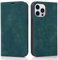 QLTYPRI Wallet Case for iPhone 14 Pro (6.1 inch) Compatible with Magsafe Charger, Magnetic Flip Folio PU Leather Phone Case with RFID Blocking Card Holder Slots Kickstand Shockproof Cover - Green