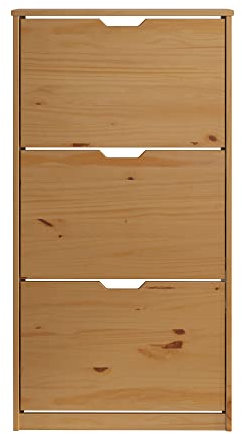 Inter-Furn Garderobe Schuhschrank Schuhkommode Schuhkipper Mestre, 60 x 114 x 25 cm Kiefer Honig