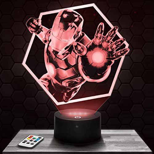 Lampephoto.fr Nachttischlampe - Touch-Nachtlicht Iron .M Géométrique 3D-LED-Lampe Illusion, Geschenkidee Weihnachten Geburtstag Junge und Mädchen Nachttischlampe Kinder- oder Erwachsenenzimmer TOP