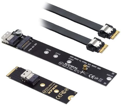 System-S SFF-8654 Adapter NGFF M-Key 40 cm NVME Kabel Stecker zu Buchse für Mainboard SSD