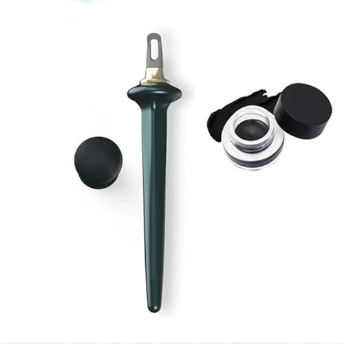 Penna gel eyeliner, strumento ergonomico in silicone impermeabile, comodo e preciso per disegnare la penna eyeliner (pennello verde eyeliner+pasta nera eyeliner)