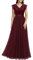 Dressystar Damen Maxi Abendkleid Lang Elegant für Hochzeit Spitze Chiffon Bodenlang Ballkleider Cocktailkeider Burgundy M