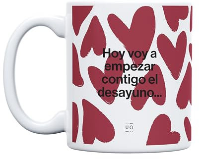 UO Taza de regalo con mensaje Desayuno, regalo para parejas, regalo original de San Valentín, 350 ml, cerámica