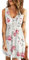 AUSELILY Sommerkleid Damen Casual Button Down Mini Kleid Cute V Neck Strandkleid mit Taschen Rose weiß S