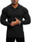 Lehmanlin Muskel-Poloshirts für Herren Langarm Stretch Slim Fit Baumwolle Golf T-Shirt (Schwarz/2XL)