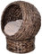 PawHut Rattan Katzenkorb Katzenhöhle Katzenhütte Katzenbett mit Kissen Haustierbett Wasserhyazinthe Kaffee 50 x 42 x 60 cm