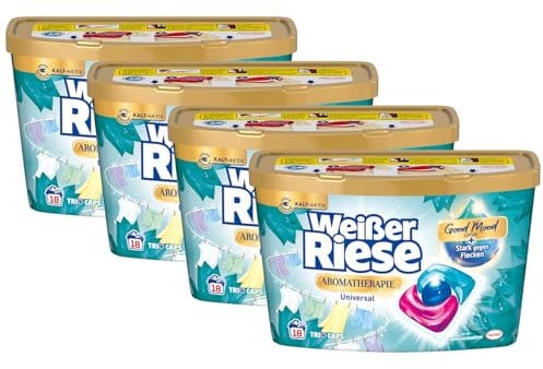Weißer Riese Universal Trio-Caps Aromatherapie Floral Sensation 72 WL (4 x 18 Wäschen), Waschmittel mit Lotus, Vollwaschmittel mit intensivem Dufterlebnis