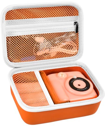 Againmore Kinder Kamera Tasche Kompatibel mit GREENKINDER/for Uleway/for Gofunly/for NUOTUN Digital Kamera. Sofortbildkamera Aufbewahrungsbox für Kabel, Speicherkarte & Zubehör (nur Tasche)(oran)
