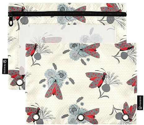 Mnsruu 2 Pack Binder Pouches,Six Spot Ring Binders File Folder Pen Bag for Office School