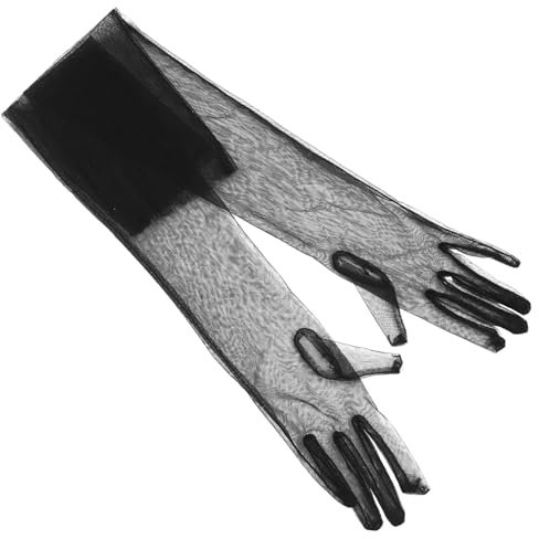 FRCOLOR 1 Pair Tulle Gloves Black Gloves Women Sheer Gloves Black Wedding Gloves Sheer Gloves Women Lace Gloves Long Gloves Women Formal Opera Gloves Women's Thin Gloves Wedding Dress Mesh