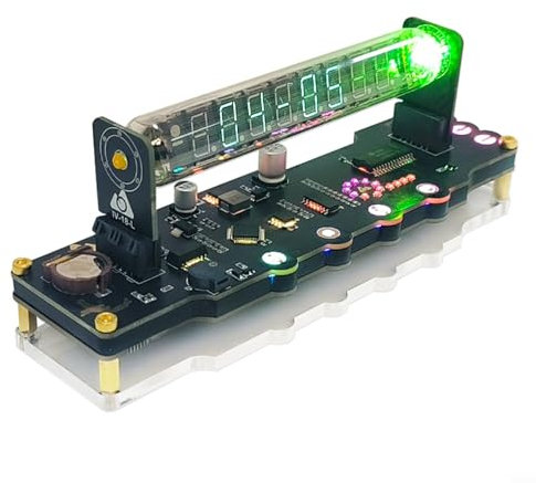 URPIZY LED-Digitaluhr-Set, fluoreszierende Röhrenuhr, Ornamente, Leuchtstoffröhre, Uhr kann Datum, Uhrzeit, Wetter und Temperatur anzeigen, analoge digitale Röhre