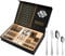Vaisselle gravée personnalisée, coffret cadeau de couverts en acier inoxydable de 24 pièces, cadeau d'anniversaire, ensemble de vaisselle pour réunion de famille (argent)