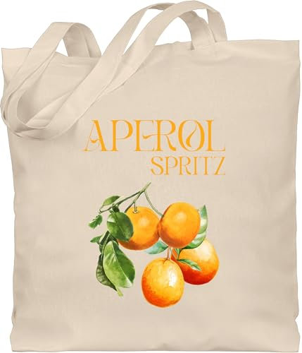 Baumwolltasche - Karneval & Fasching - Taschen - Aperol Spritz Orangen Aperol Kostüm - Unisize - Naturweiß - jutebeutel kamellebeutel faschings tasche wurfbeutel karnevals beutel karnevalsbeutel