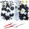 Cayway 60 PCS Bricolage Fleurs Séchées Ensemble Feuilles Naturelles Pressées à Sec, Noir et Blanc Fleurs Pressées Séchées Fleurs Sechees Naturelles pour L'artisanat d'art de Bricolage, Style B