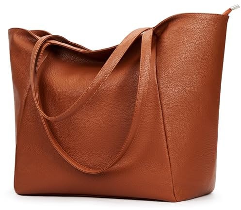 KALIDI Handtasche Damen Shopper Tasche Tote Bag PU Leder Große Schultertasche mit Reißverschluss für Arbeit,Einkauf,Schule