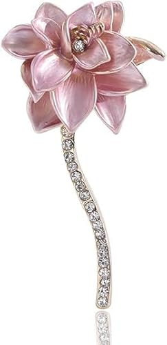 chenxiaonanRosa Lotus Blume Emaille Pin Strass Blume Brosche Anstecknadeln für Frauen Kleidung Zubehör Hochzeit täglich Schmuck Geschenke für Mädchen Frauen Mutter