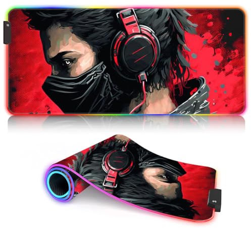 Tapis Souris Jeu XXL Longs étendus Gaming Zone Boy RGB Tapis Souris Jeu XXL (35,4 x 15,7 x 0,12 Pouces) Tapis Souris étendu Tapis Bureau Jeu 9 Couleurs statiques et 3 dynamiques