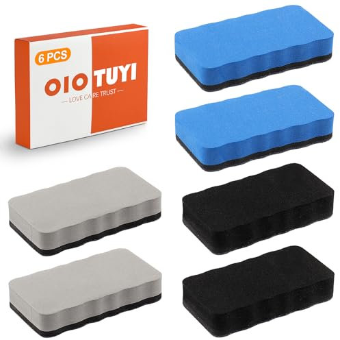 OioTuyi Set of 6 Whiteboard Schwamm Magnetisch, Effektive Reinigung und Trocknung, Ideal für Tafelschwämme, Whiteboard Zubehör für Zuhause, Büro und Schule