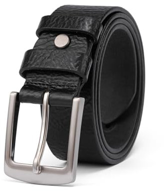 TEAMMAO Gürtel Herren Vollledergürtel 38mm Breit Schwarz Braun Jeansgürtel Leder Männer Ledergürtel Kürzbar Casual Belt mit Geschenkbox.(Schwarz,Taille 105-110cm (Gesamtlänge 125cm))