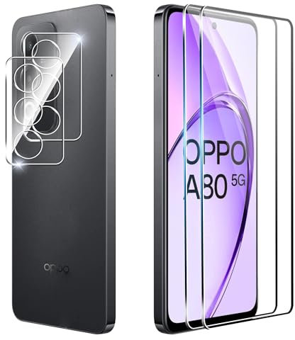 CAUHENYEE [2+2 Pezzi] Pellicola Vetro Temperato per OPPO A80 5G, Protezione per Fotocamera, HD Vetro Protettivo Con Durezza 9H