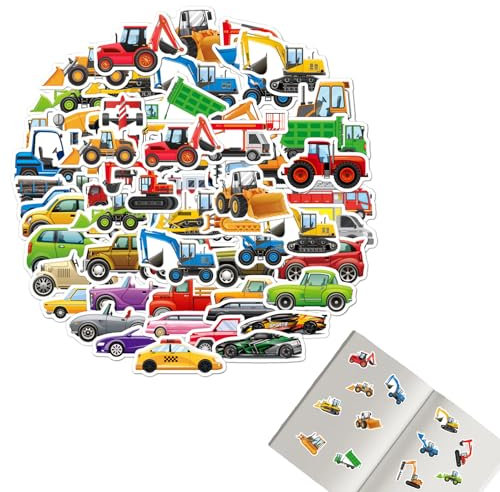 50 Stück Children's Car Stickers, Auto Baumaschinen Traktor, Aesthetic Aufkleber, Wasserfeste Vinyl Sticker, Car Stickers, for Children, Boys, Party, Scrapbooking, Auto Fahrrad Handy
