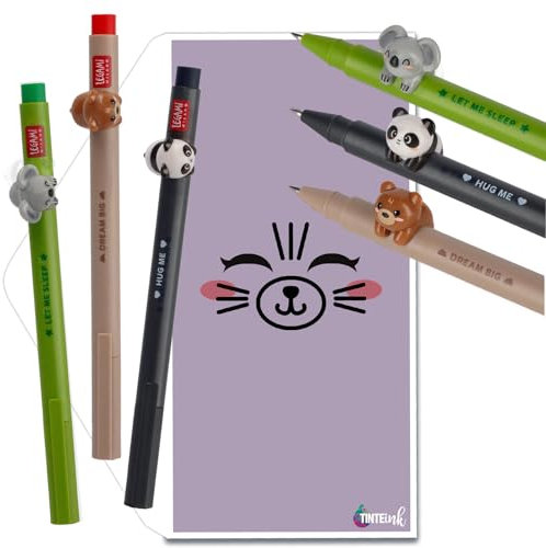 Tinte Ink Legami Lovely Frinds Stifte-Set, inkl. Geschenkumschlag, wählen Sie niedliches Design (Teddy, Panda, Koala-Packung)