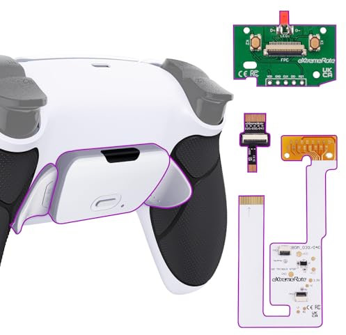 eXtremeRate Konfiguriert Rise V3 Remap Kit für ps5 Controller BDM-030/040/050, Upgrade Board & Gummiert Grips Case Rückgehäuse & Back Paddles Zubehör für ps5-Schwarz Weiß