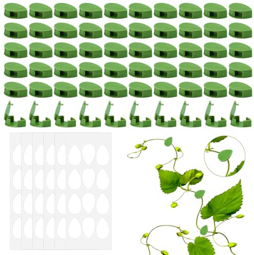 60 Stück Pflanzenhalter Wand, Pflanzenclips für Kletterpflanzen, Pflanzenclips Wand Pflanzenwand Kletterpflanzen Halterung, Clips Self-Adhesive Wall Mounting Clip Plant Holder Climbing Aid Plant Clips