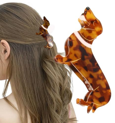 3 Stück Haarklammern,Dackel Haarklammer,Tier Haarspangen,Niedlicher Haarspange Dackel,Haarklammer Hund Dackel Acetat für Mädchen