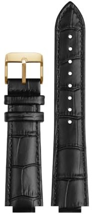 GNUFOPI Kompatibel mit LV Watch Raised Mouth Kompatibel mit Louis Vuitton Tambour Series Q1121 Spezielles Uhrenarmband Herren Damen Q114k Lederarmband(Black Gold A,21mm-12mm)
