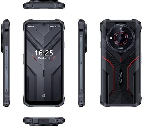 HOTWAV T7S Rugged Smartphone 6.52'' HD+ Ultra Thin 6280 mAh 8GB(4+4) RAM+128GB ROM (2TB Expandable) Mobile Phone 21MP Rear Android 13 Cellphone, Dual SIM 4G, WIFI/OTG/GPS (Black)