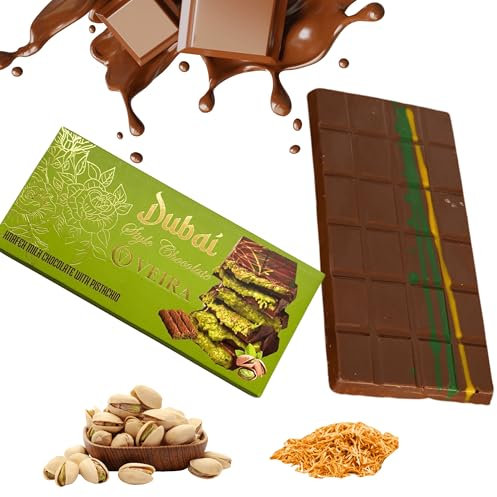100g Chocolate Premium de Dubái con Crema de Pistacho – Hecho a Mano, Presentación de Lujo – Auténtica Experiencia del Chocolate de Dubái (Chocolate de Dubái 100g)