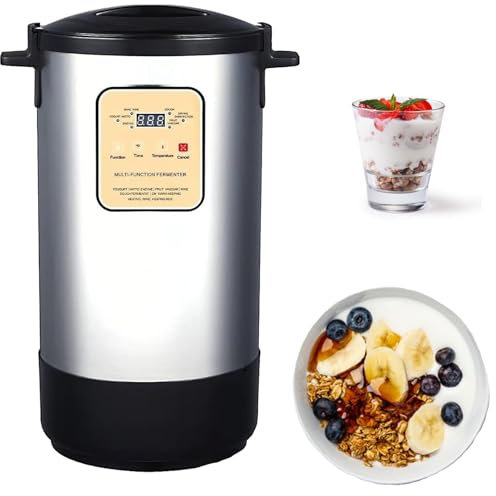 Yogurtera Automática Temperatura Ajustable y Control de Tiempo Yogurtera, 40w Máquina de Fermentación de Acero Inoxidable Para Yogur, Yogur Griego, Pan,18L