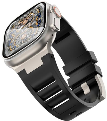 BIK Per Apple Watch Ultra 2/1 Band 49mm Per Apple Watch Band Series 9/8/SE2/7/6/SE/5/4/3/2/1 45mm/44mm/42mm Cinturino in metallo resistente, cinturino di ricambio sportivo in TPU morbido, Taglia