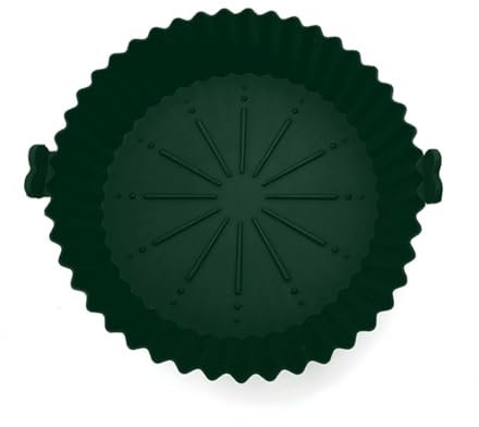 Air Fryer Silicone Baking Pan Set - Non-Stick, Heat Resistant, Multi-Coloured, Round Cake Moulds for Air Fryer, Oven, Microwave - 16 Sizes and Colours (Dark Green,Small Size)