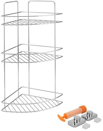 Metaltex Bad Eckregal Reflex LUXY, 3 Etagen, Chrom-Look | Vacuum-Fix, ohne Bohren